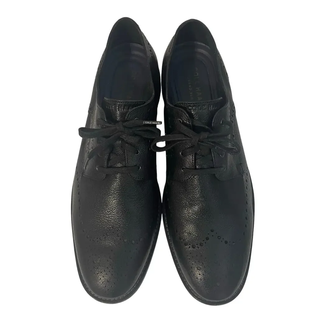 Cole Haan Men's Black Grand 360 Feather Craft Wingtip Oxford Shoes Size 13M